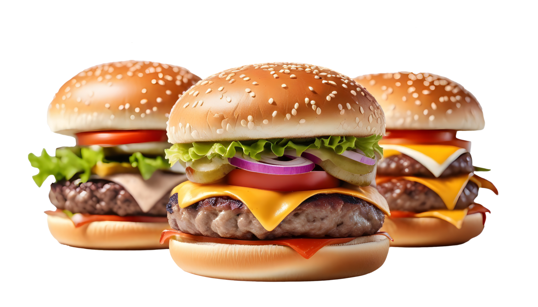 AI generated burger on white background png