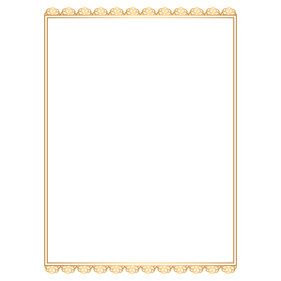 Golden square classic thai rectangle corner certificate page border photo frame islamic wedding invitation background png