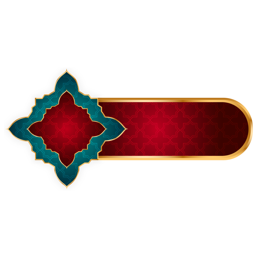 Red text box abstract islamic shape banner png