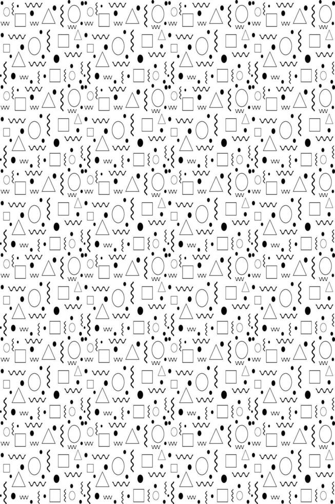 Seamless  abstract geometric pattern. Memphis design backdrop. Seamless geometric pattern with black and white elements. Vector illustration.