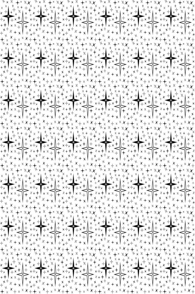 Abstract stars seamless pattern background. Geometric ornamental wallpapers and backgrounds. memphis pattern background. Black and white illustration. vector