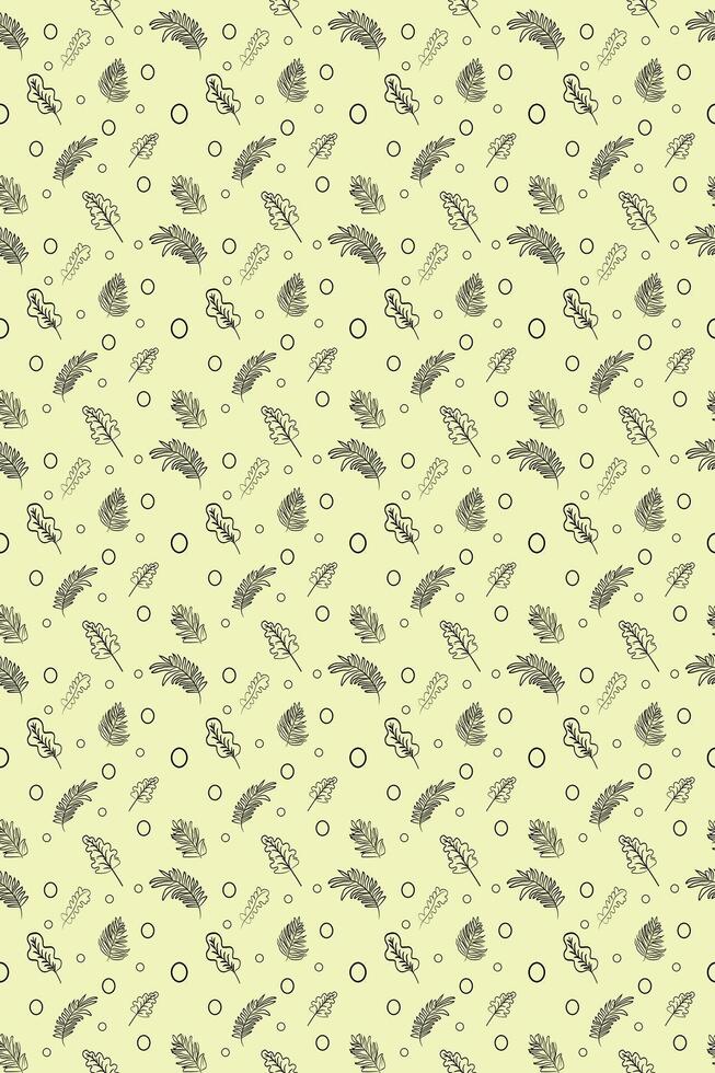 Seamless pattern with flowers and leaves on a yellow background. illustration for textile, wallpaper, wrapping paper, cover. Seamless pattern of tropical leaves. decorative design. vector