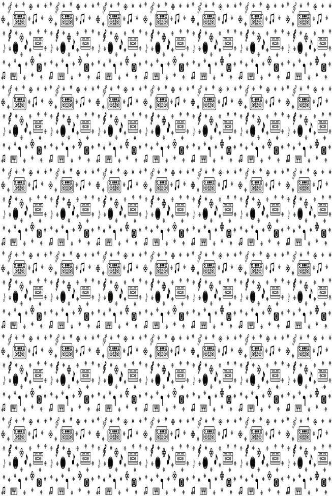 Musical seamless pattern background. musical notes and classical music elements seamless pattern background. black and white music festive background. abstract pattern. vector