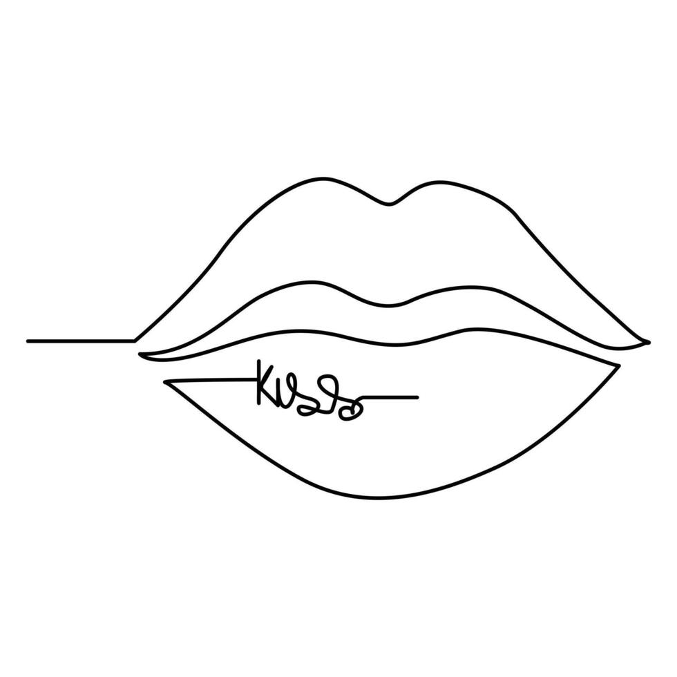 Kiss day continuous one line art drawing vector design and illustration