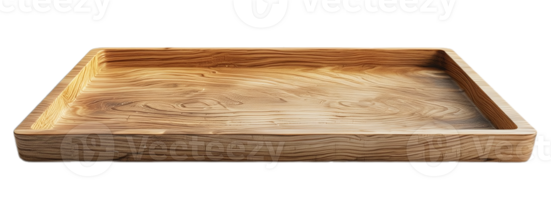 AI generated Elegant wooden serving tray, perfect for home decor, kitchen use, or as an elegant organizational accessory png