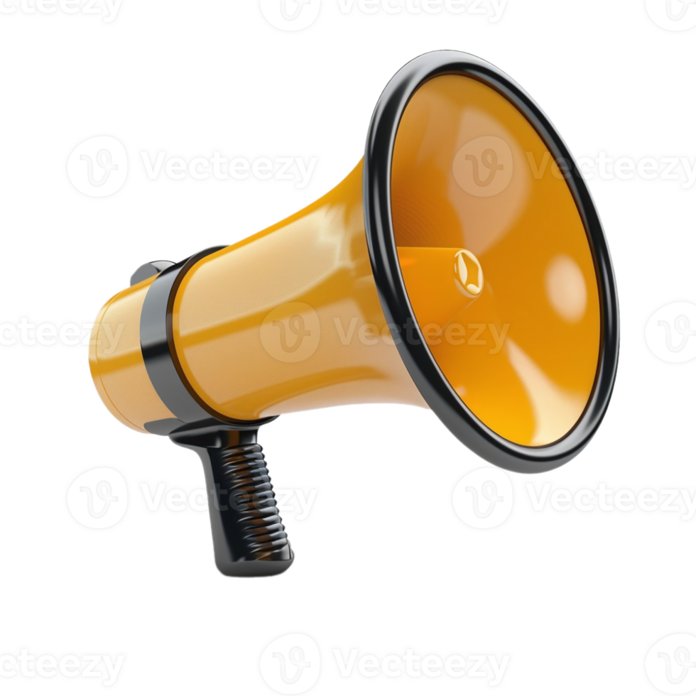 AI generated Yellow megaphone isolated on transparent background, perfect for announcements, sales, and marketing png