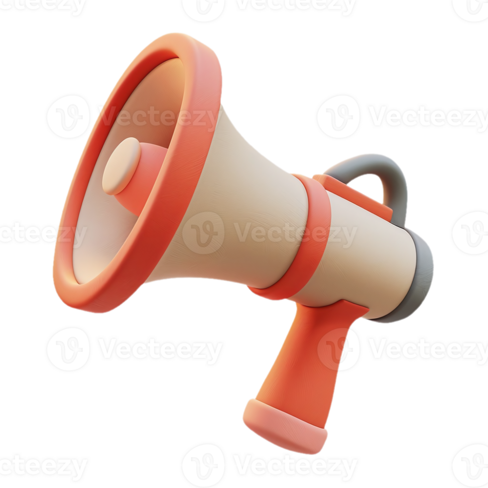 AI generated 3D illustration of an orange megaphone for sale announcements, advertising campaigns, and marketing messages png