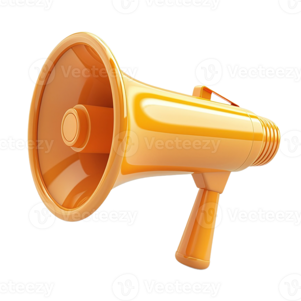 AI generated Sleek orange megaphone on transparent background, perfect for marketing, alerts, and event coordination. png