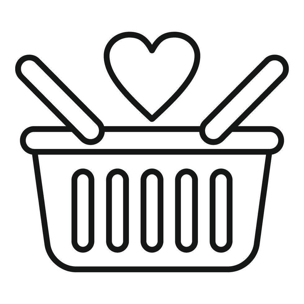 Wish list shop basket icon outline vector. Button care delivery vector