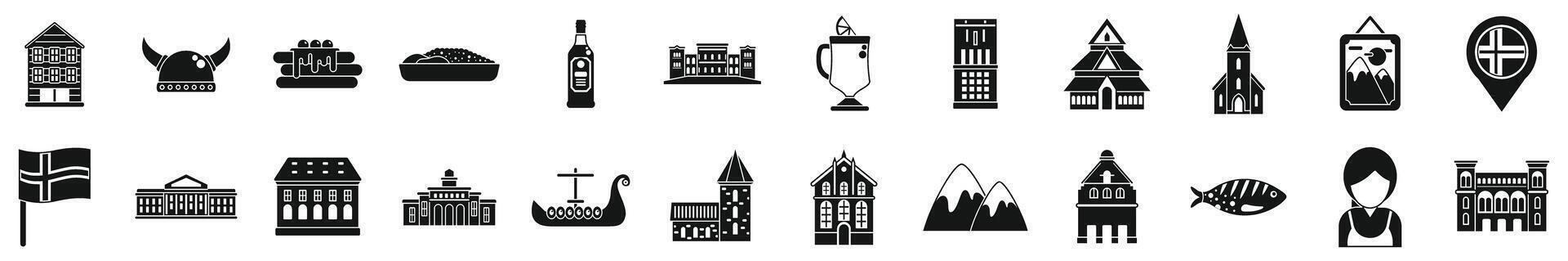 Oslo icons set simple vector. Norway national city vector