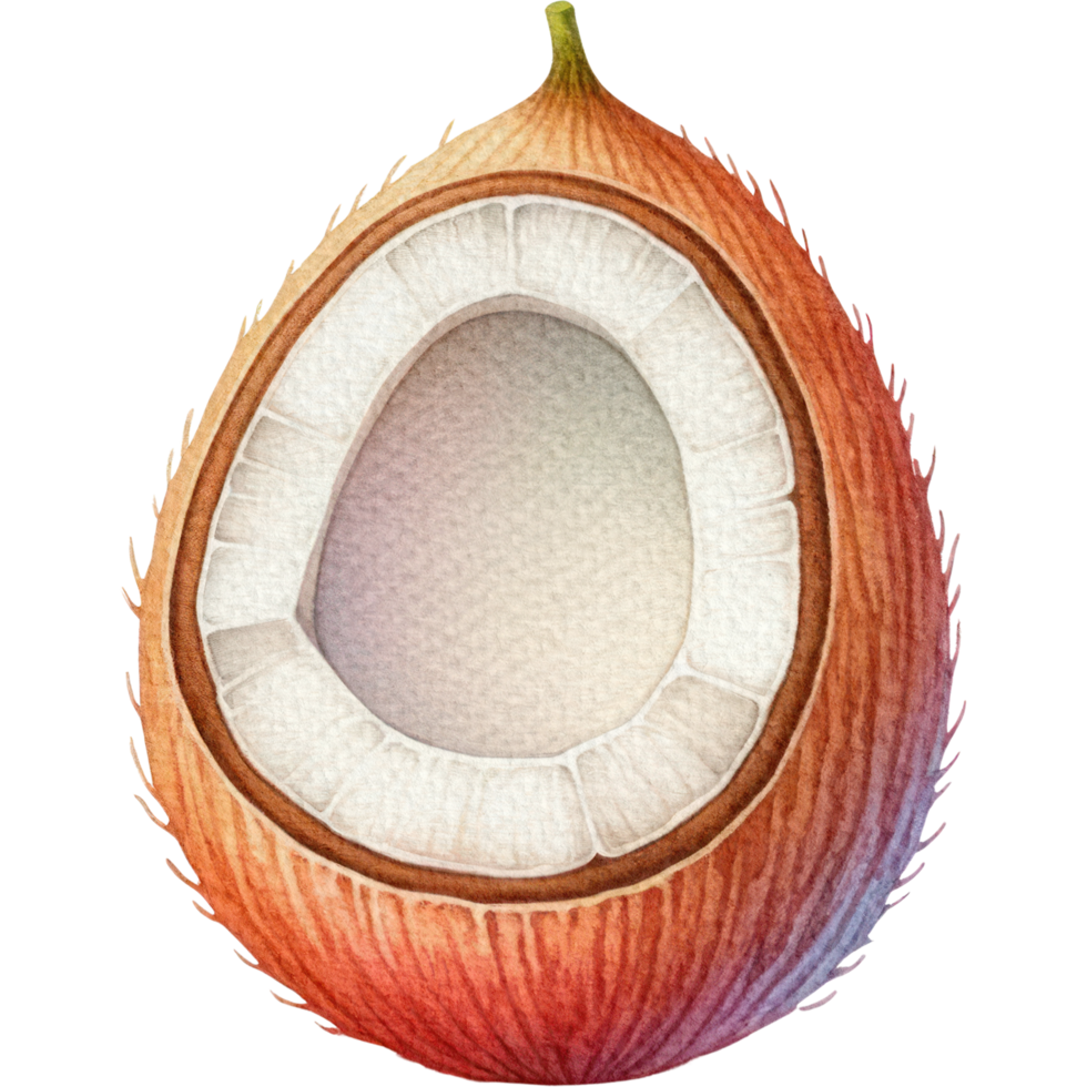 AI generated Coconut , Green coconut semi real illustration watercolor style isolated. png