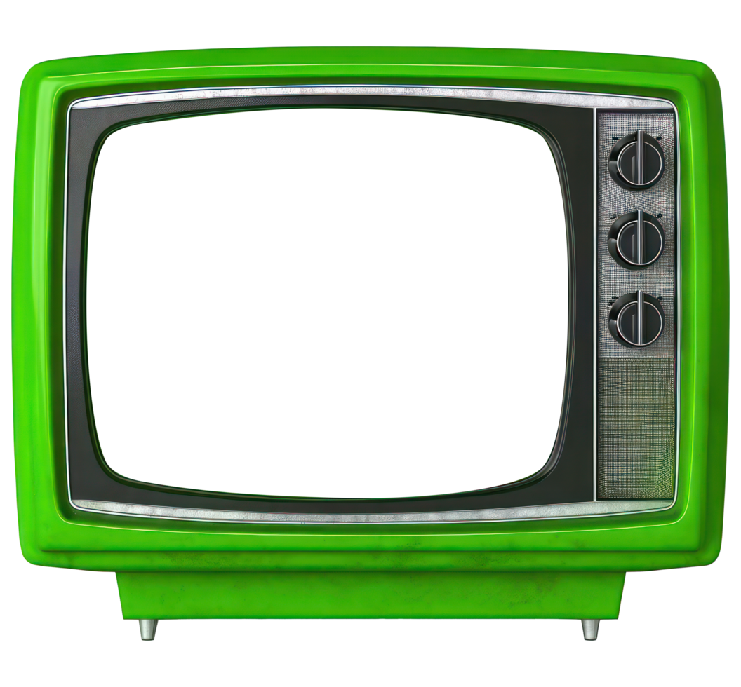 ai genererad grön retro TV gammal stil tv isolera skärm tömma transparent bakgrund. png