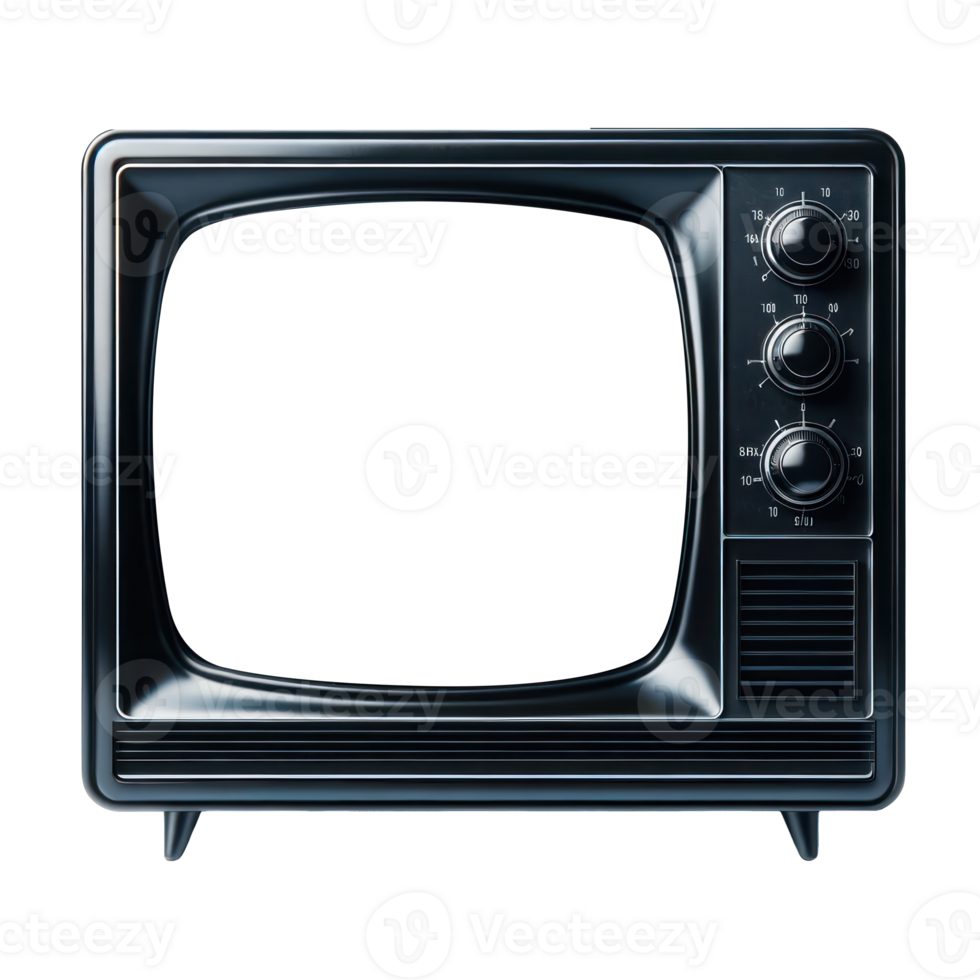 AI generated Black TV old style television isolate screen empty transparent background. png