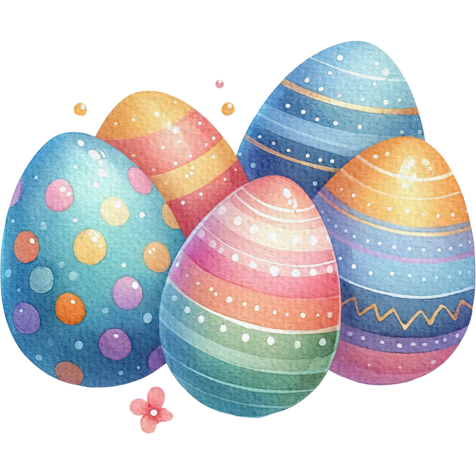AI generated Four easter eggs assets Watercolor isolated png