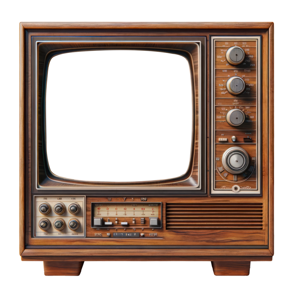 ai generato di legno retrò tv vecchio stile televisione isolato schermo vuoto trasparente sfondo. png