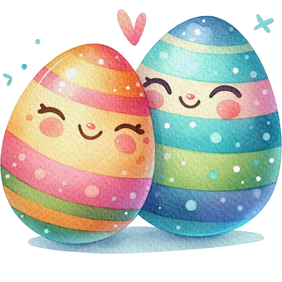 ai generiert zwei Ostern Eier Vermögenswerte Aquarell isoliert png