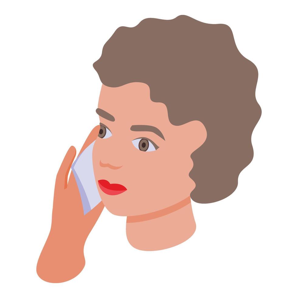 Clean makeup with tissues icon isometric vector. Beauty mask vector