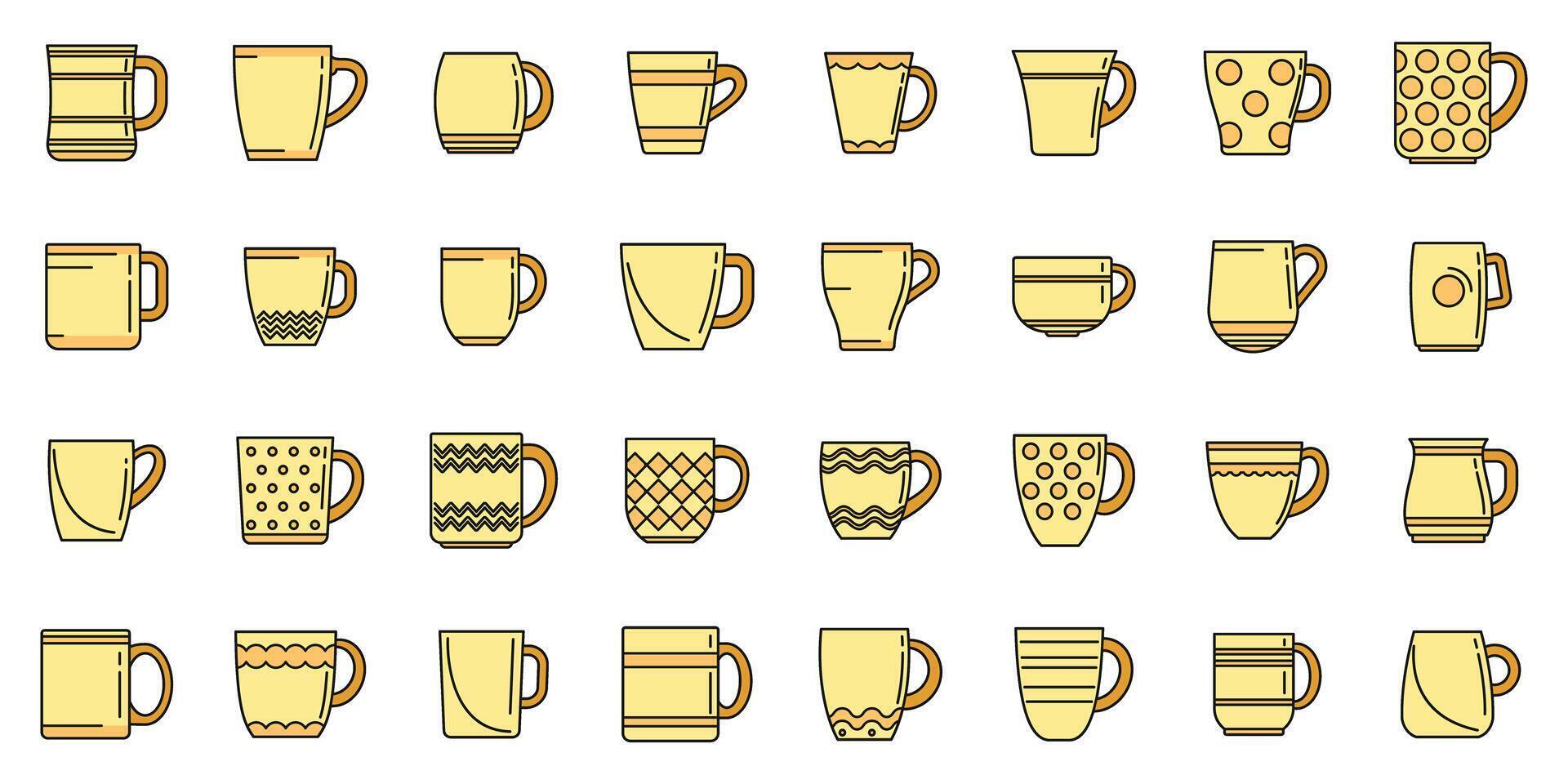 Mug icons set vector color