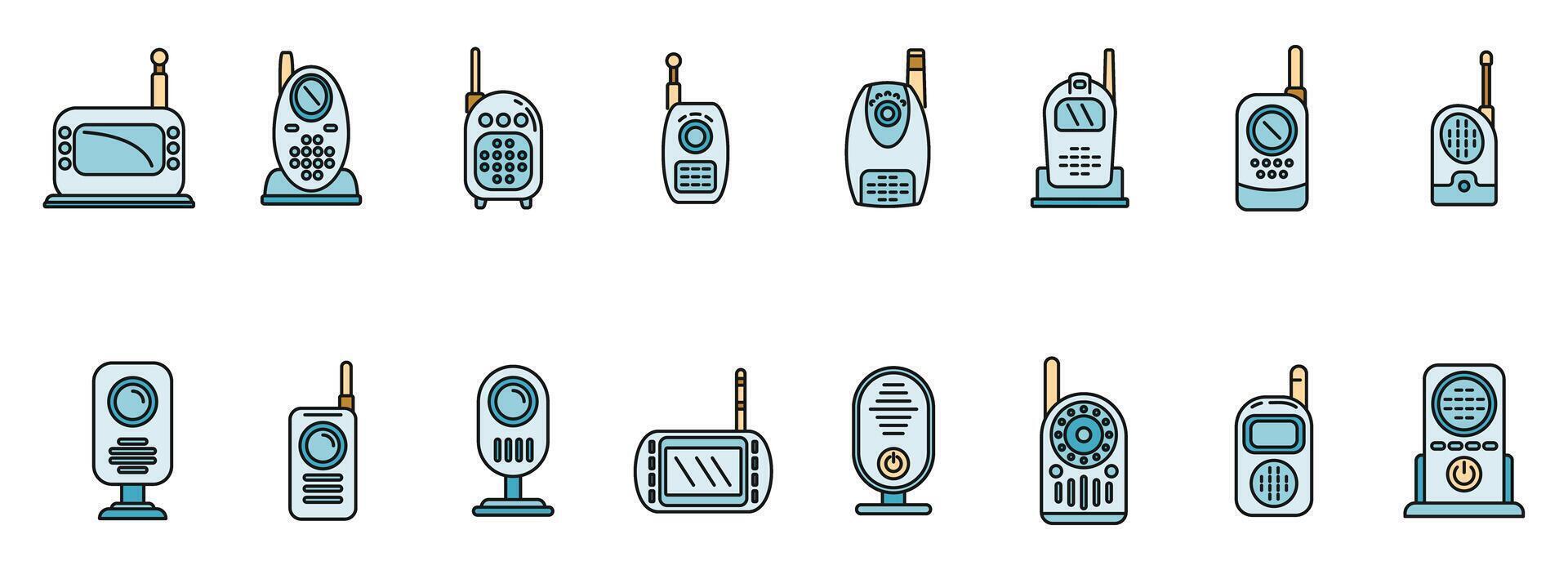 Baby monitor icons set vector color