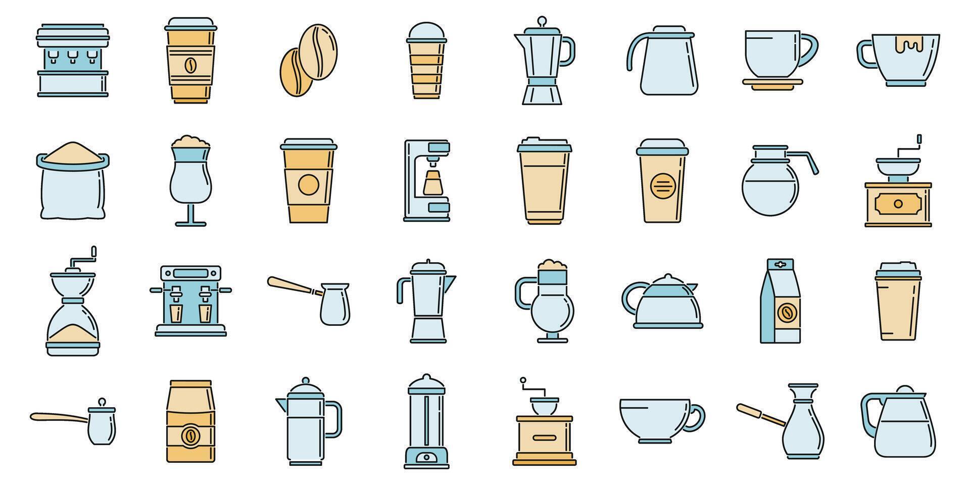 Coffee icons set vector color