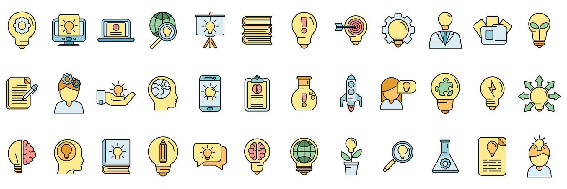 Idea icons set vector color