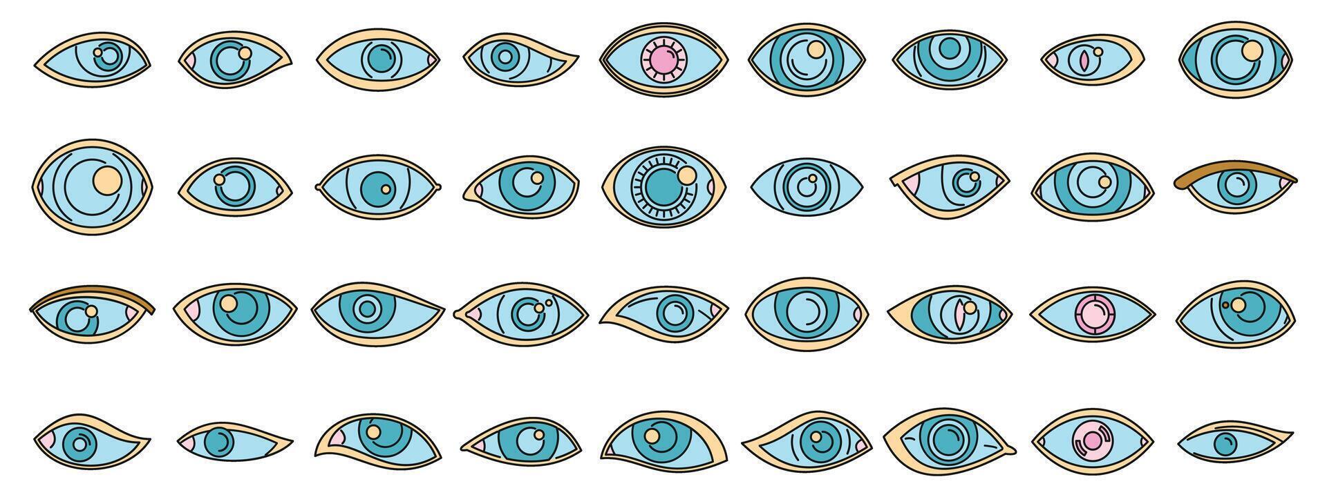 Eyes icons set vector color