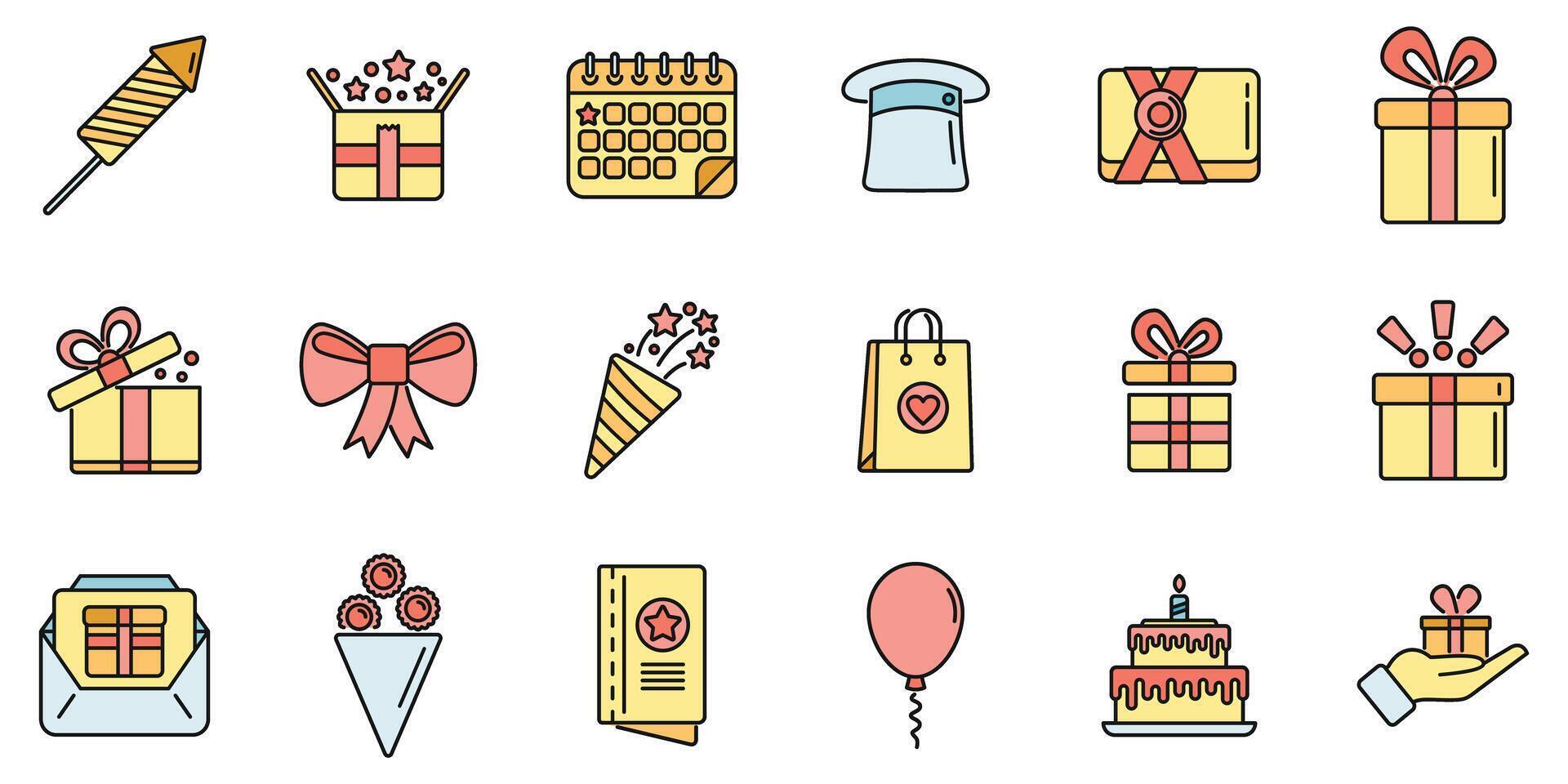 Surprise icons set vector color