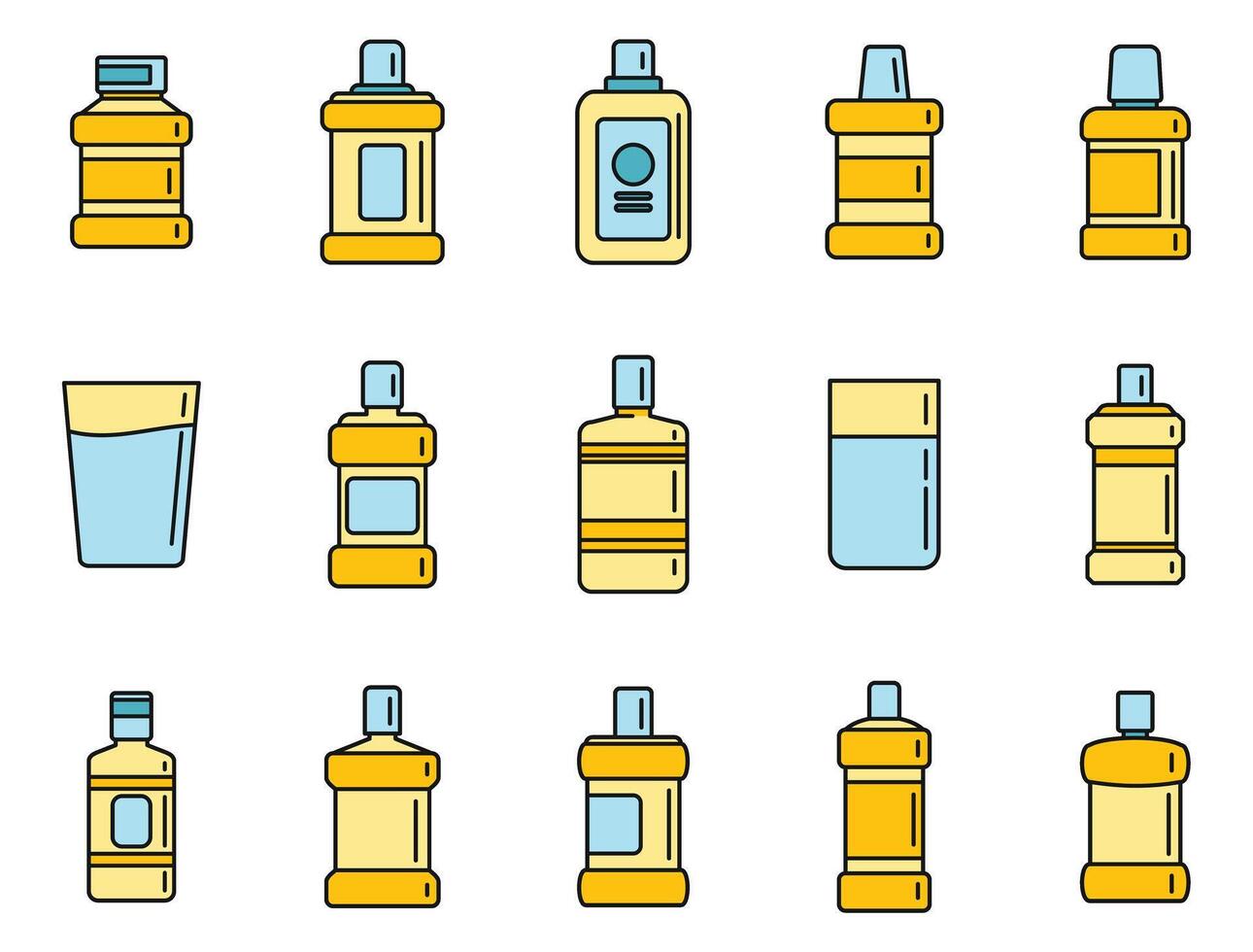 Mouthwash icons set vector color