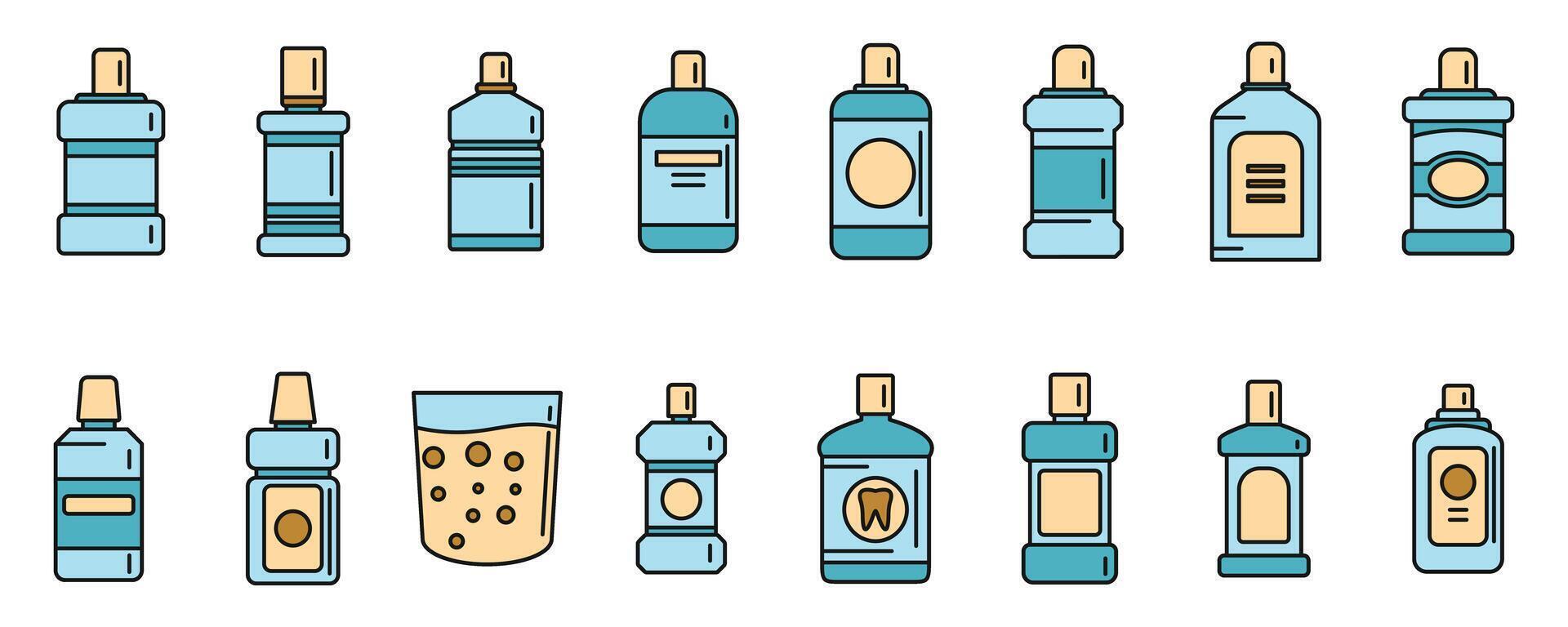 Tooth rinse icons set vector color