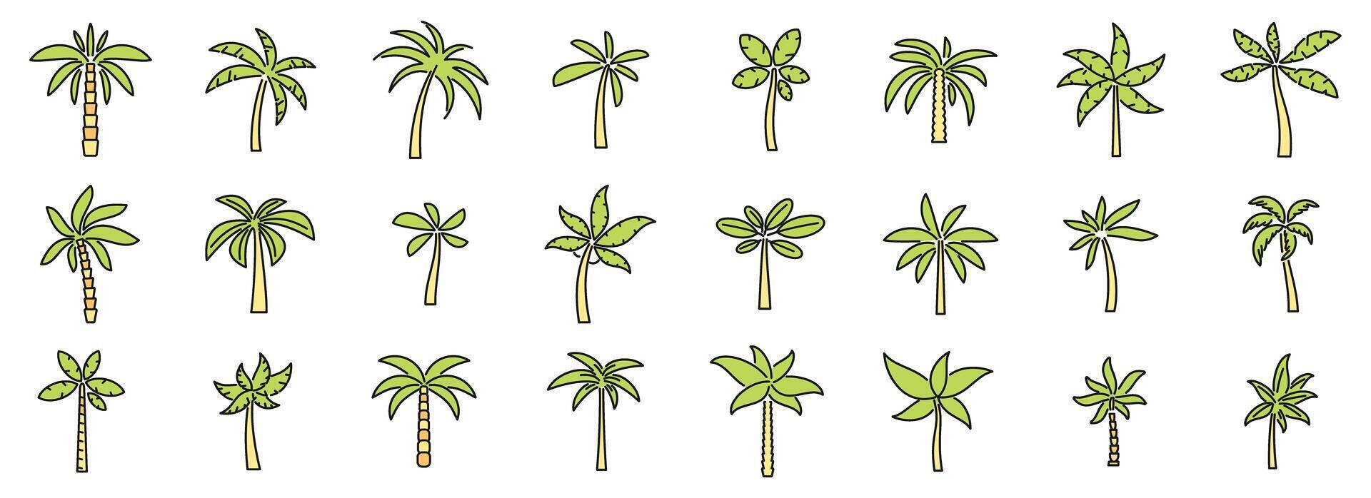 Palm icons set vector color