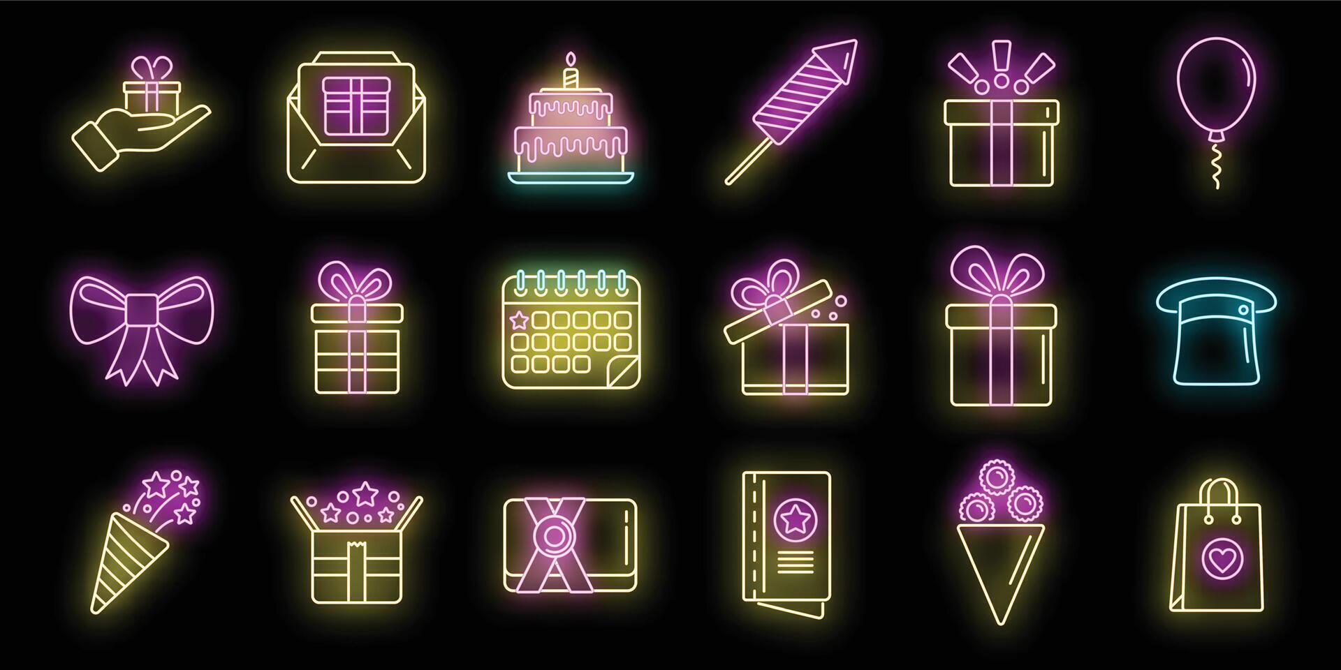 Surprise icons set vector neon