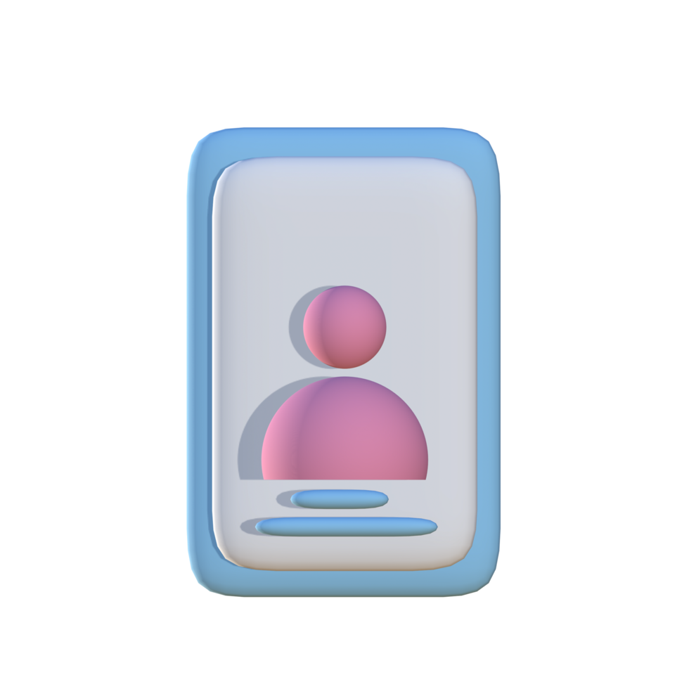 Simple 3D artwork from an ID card with a portrait view png