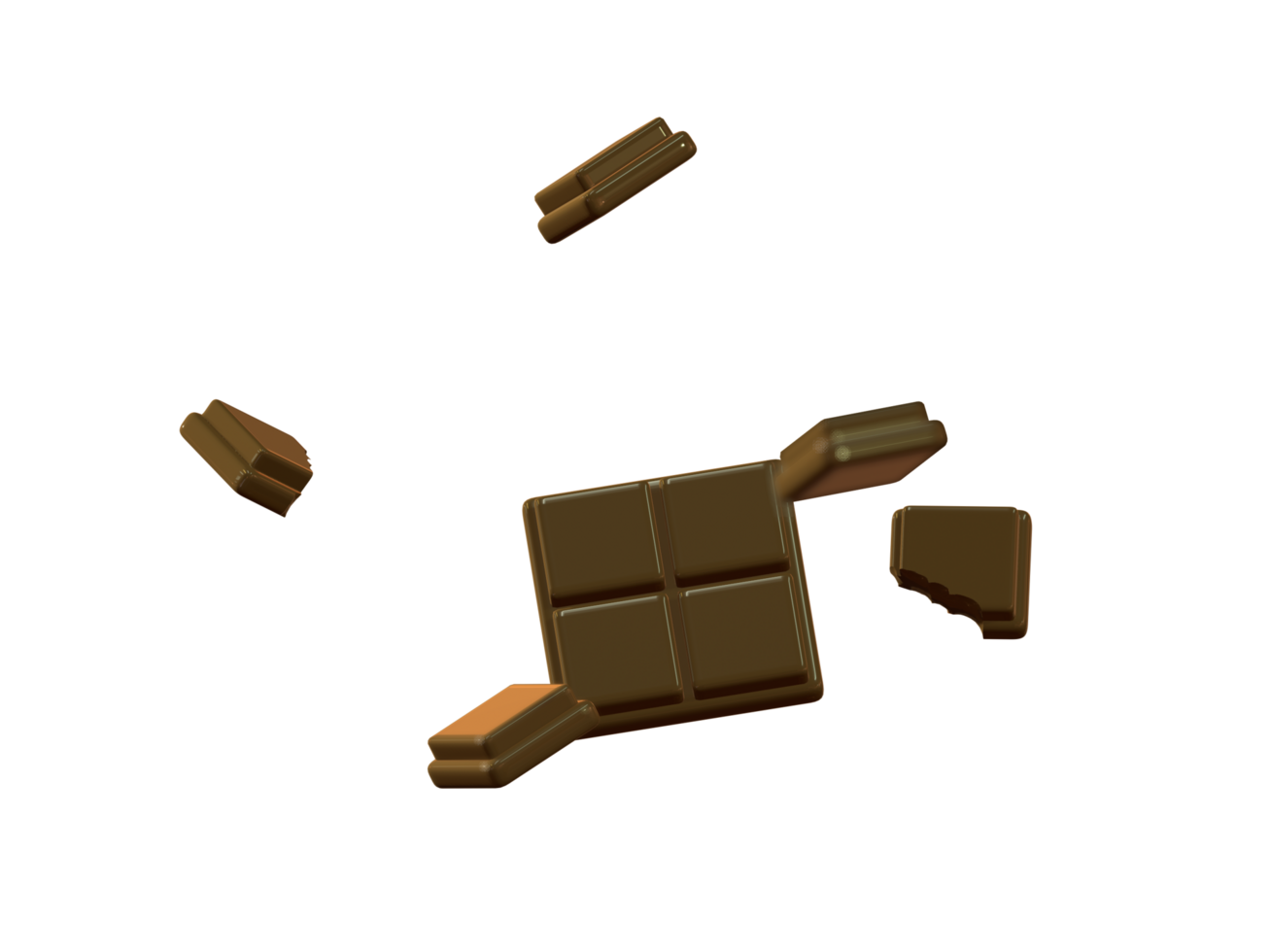 3D artwork from chocolate bars with transparent background png