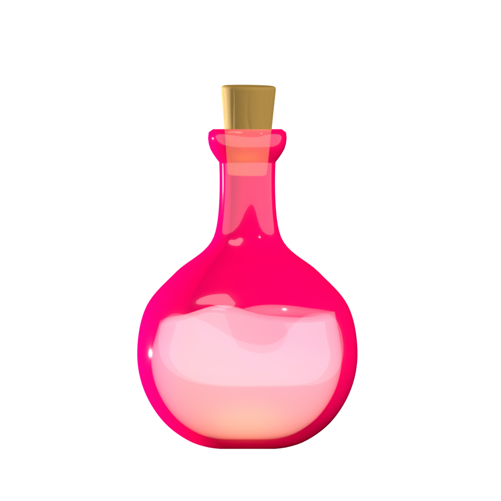 3D artwork of a red potion bottle png