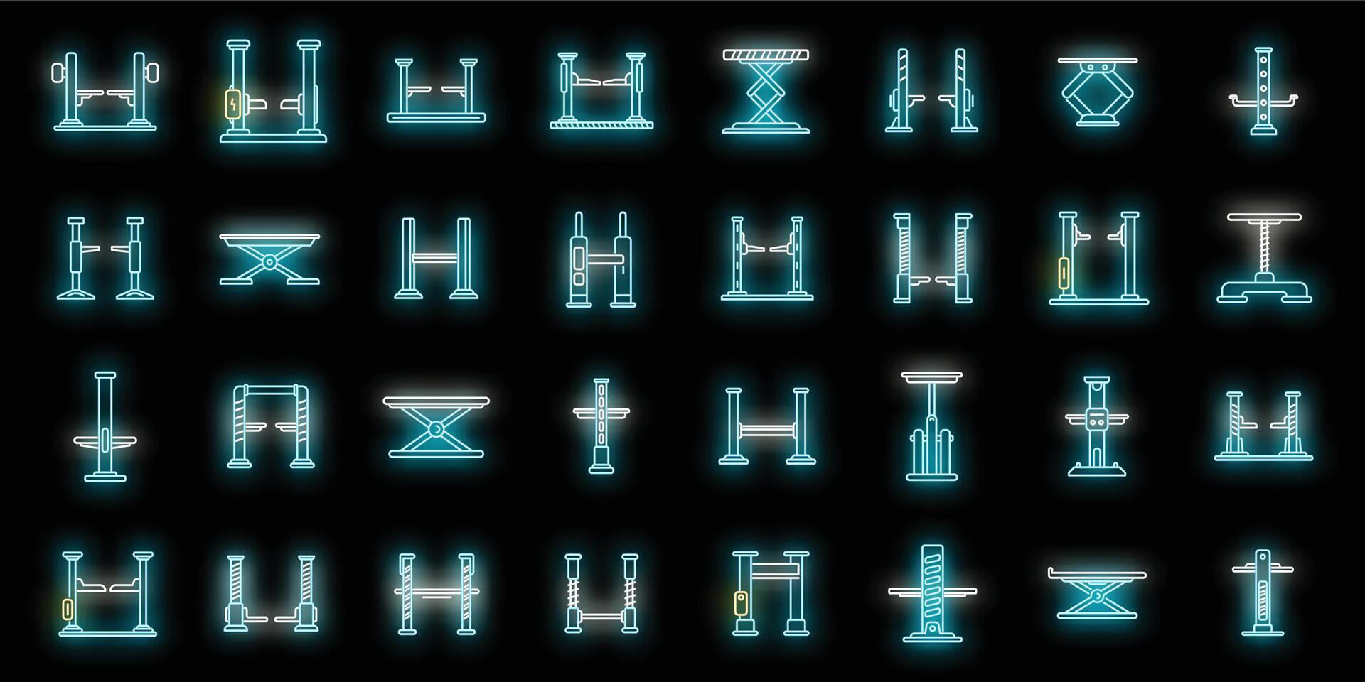 conjunto de iconos de ascensor de coche neón vectorial vector