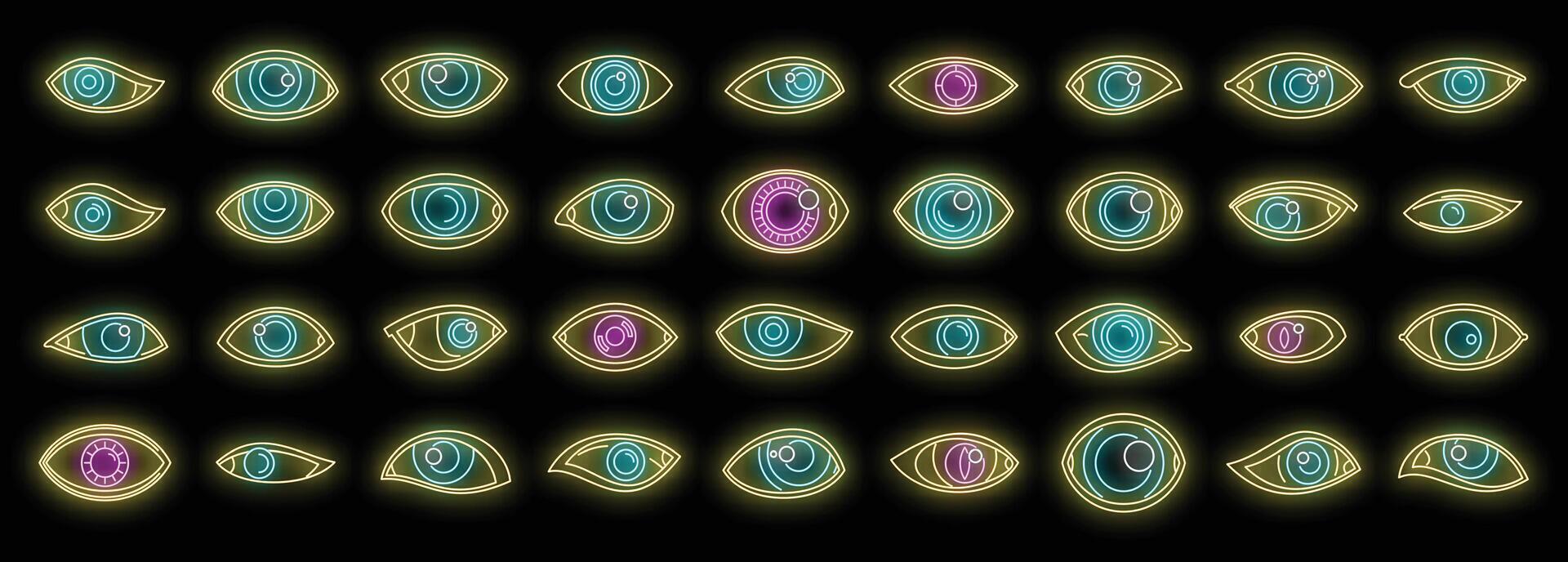 Eyes icons set vector neon