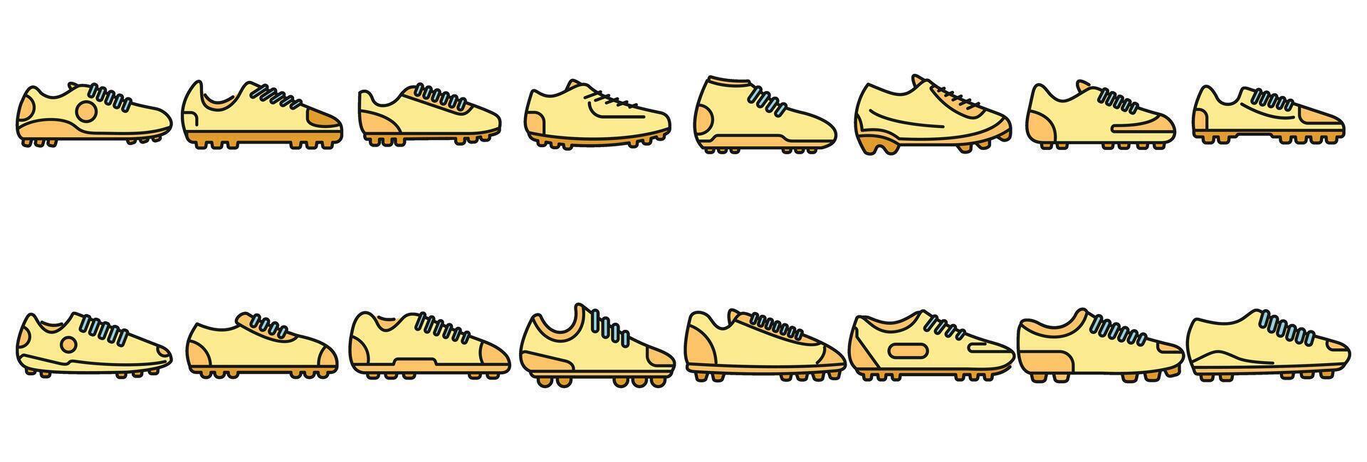 fútbol americano botas íconos conjunto vector color