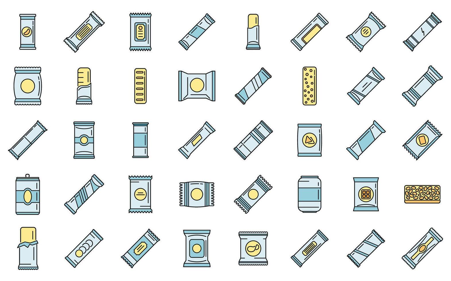 Snack bar icons set vector color