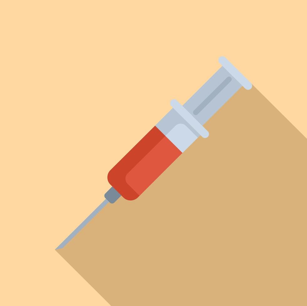 Blood syringe injection icon flat vector. Strong potion vector