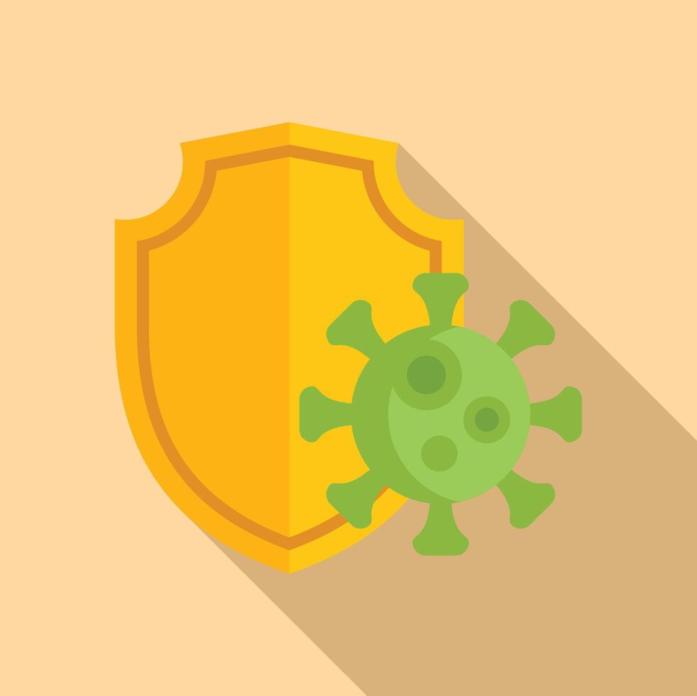 Virus protection shield icon flat vector. Strong potion vector