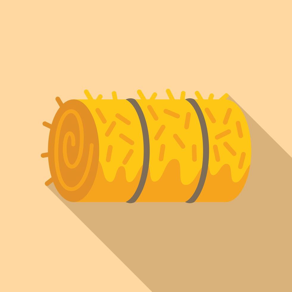 Hay stack roll icon flat vector. Agriculture farming harvest vector