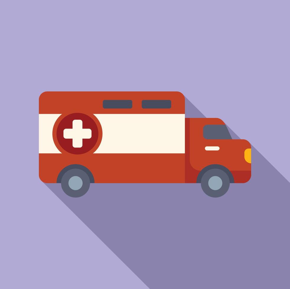 Emergency ambulance car icon flat vector. Patient treatment vector