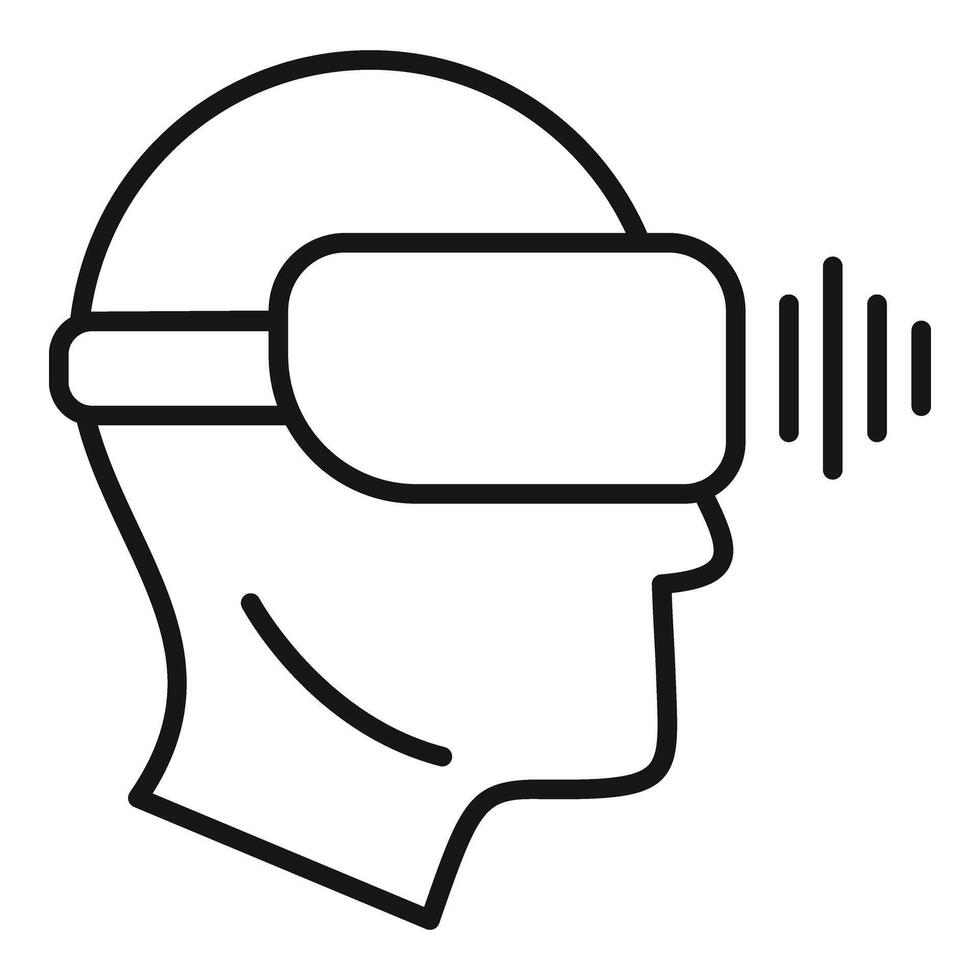 vr auriculares virtual excursión icono contorno vector. Arte controlar digital vector