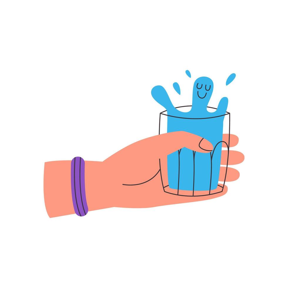 mano participación vaso de agua vector