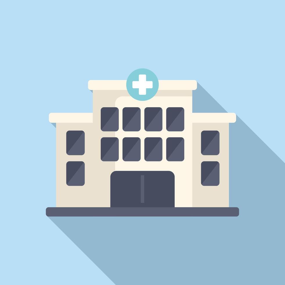 Hospital building icon flat vector. Scan machine person vector