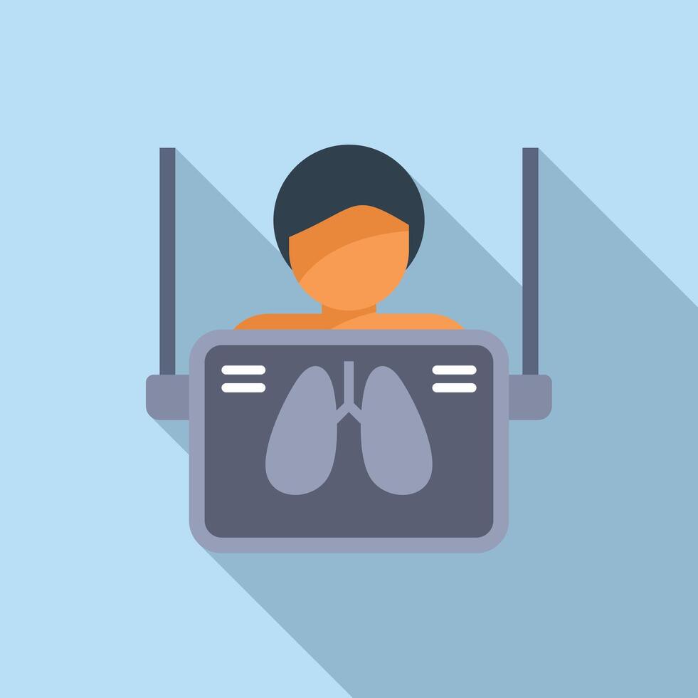 Lungs examination person icon flat vector. Hospital client vector