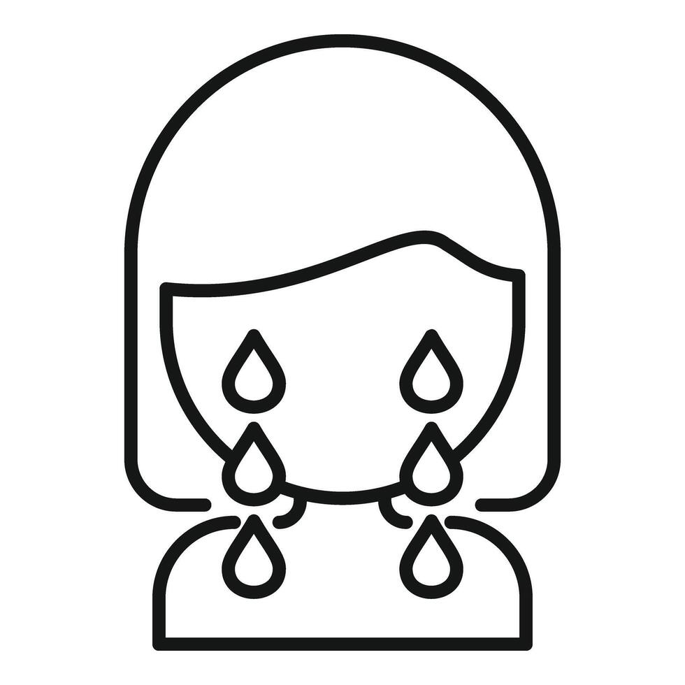 hembra depresión llorar icono contorno vector. esposa cambio vector