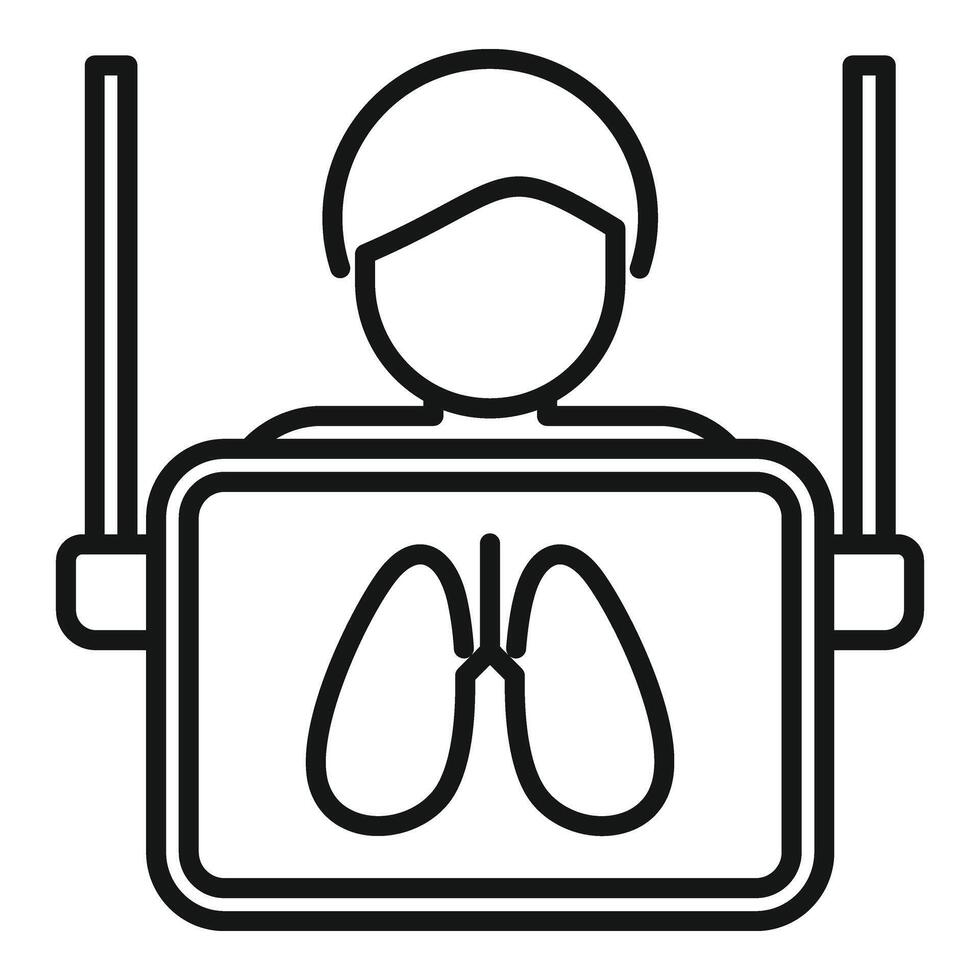 Lungs examination person icon outline vector. Hospital client vector