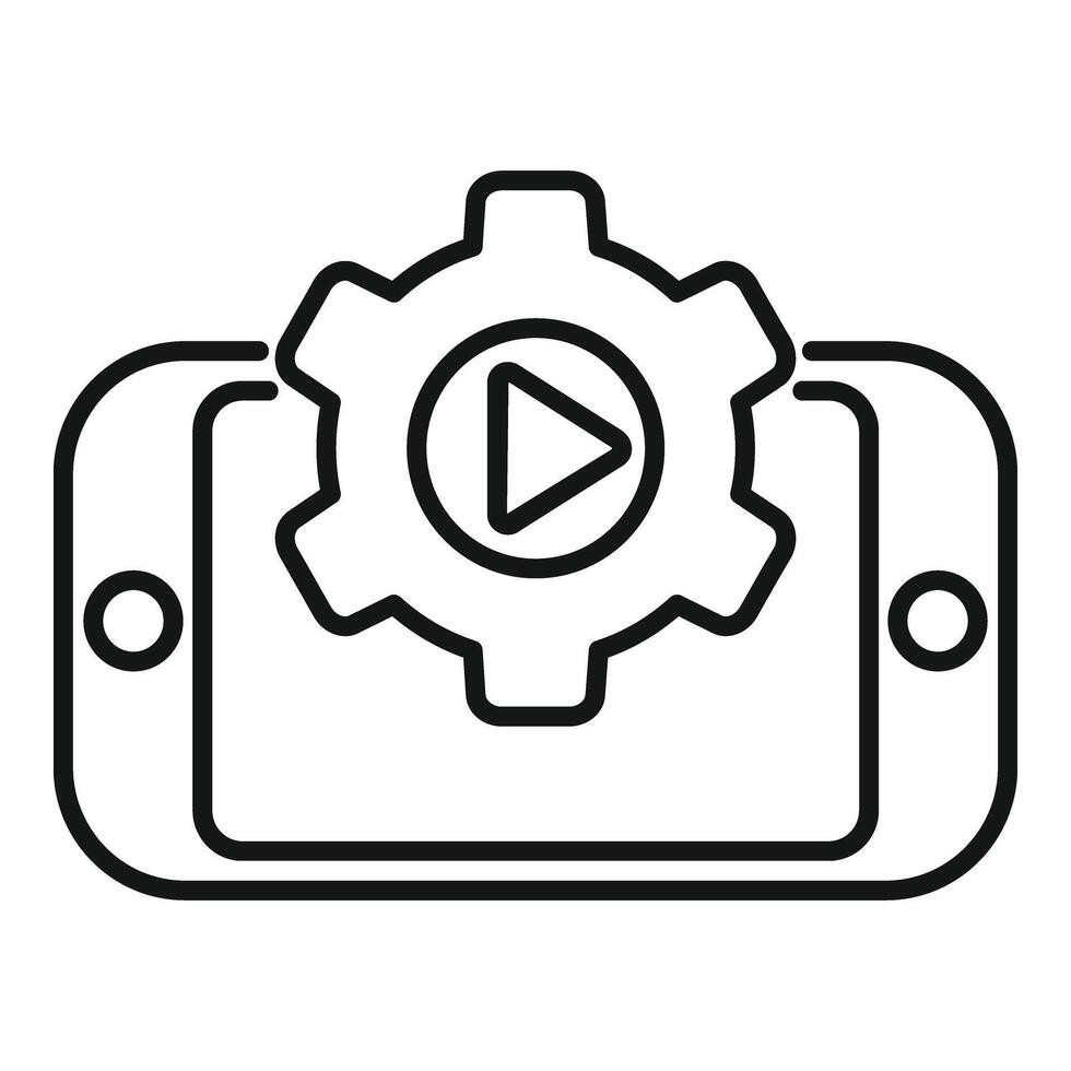 Play gear smartphone icon outline vector. Data boost vector