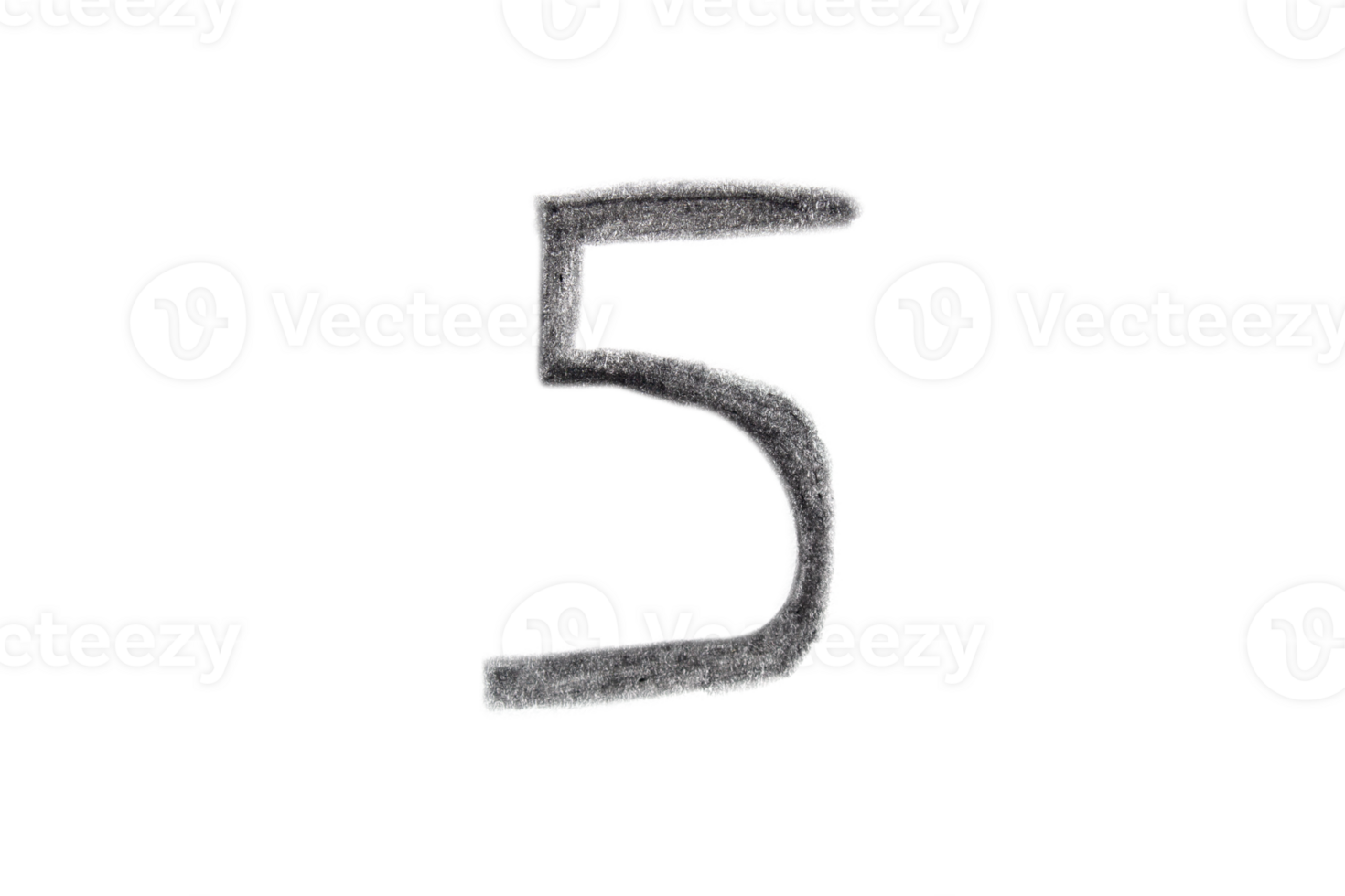 Hand drawn number 5 with pencil on transparent background png